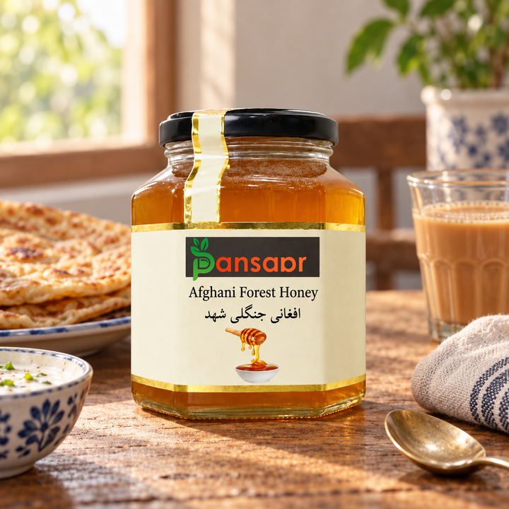 Afghani Forest Honey served with a Pakistani breakfast