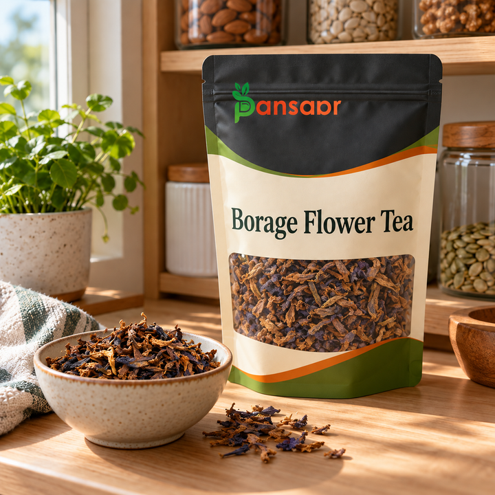 Borage Flower Tea (Gul Gaozaban Ki Chae) گل گاؤ زبان کی چاۓ in Pansaar zipper pouch
