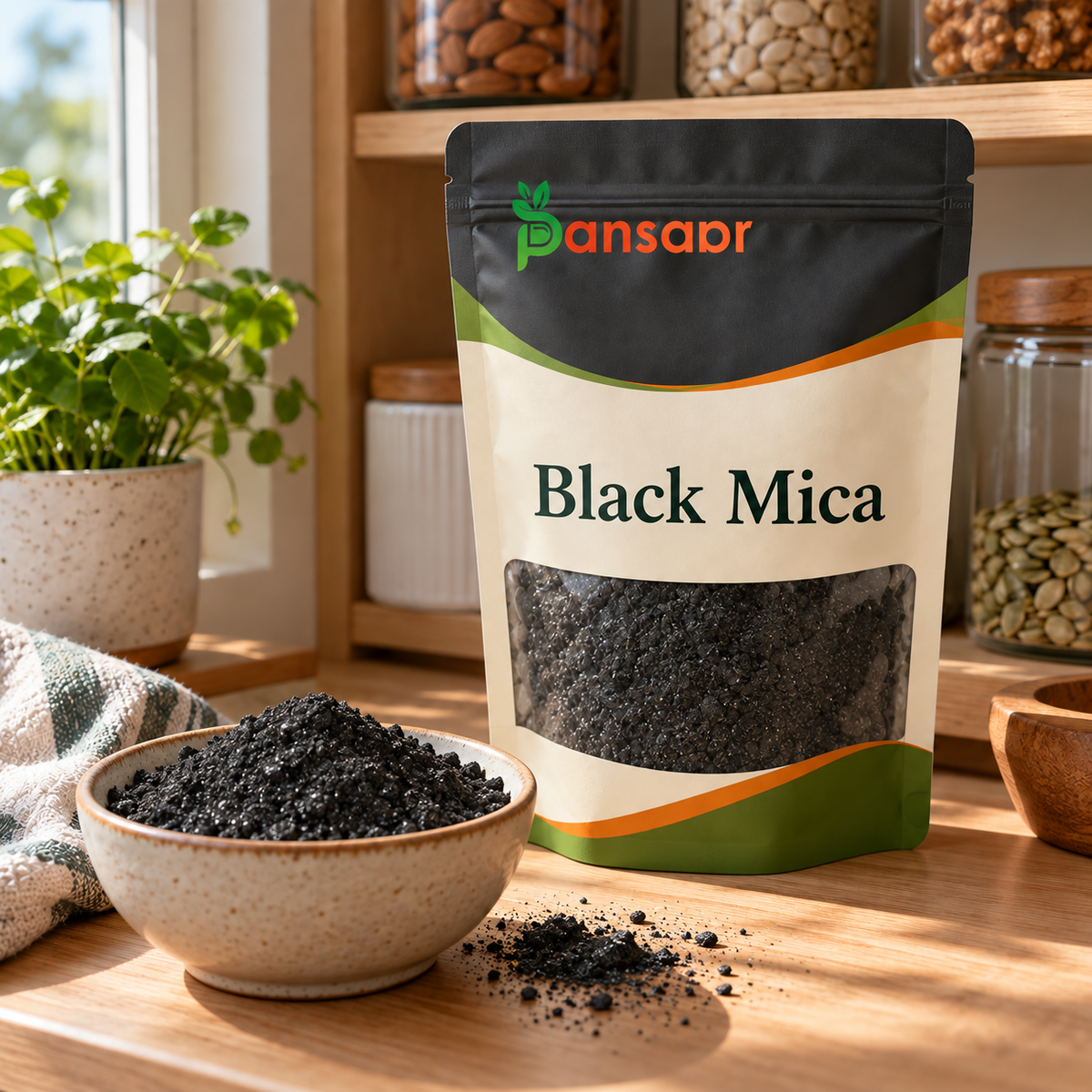 Black Mica (Abrak Siyah) ابرک سیاہ in Pansaar zipper pouch