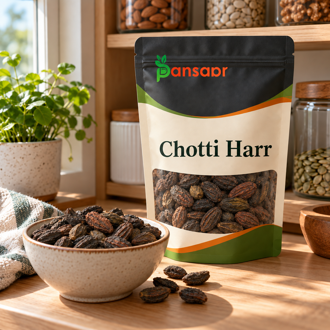 Black Chebulic Myrobalan (Chotti Harr) چھوٹی ہڑ in Pansaar zipper pouch