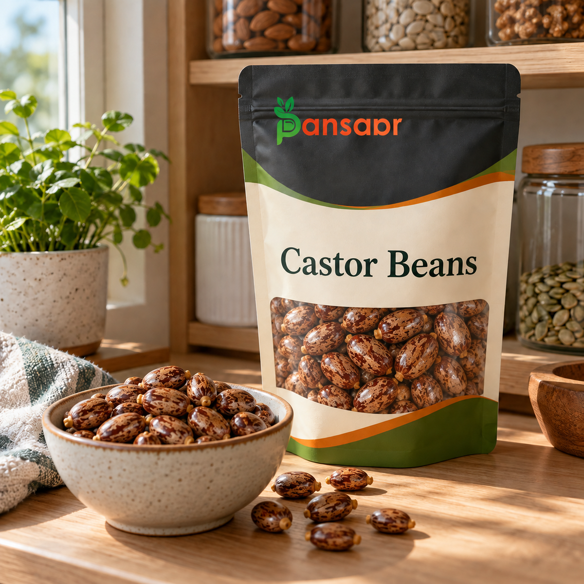 Castor Bean (Tukhm-e-Arandi) تخم ارنڈی in Pansaar zipper pouch