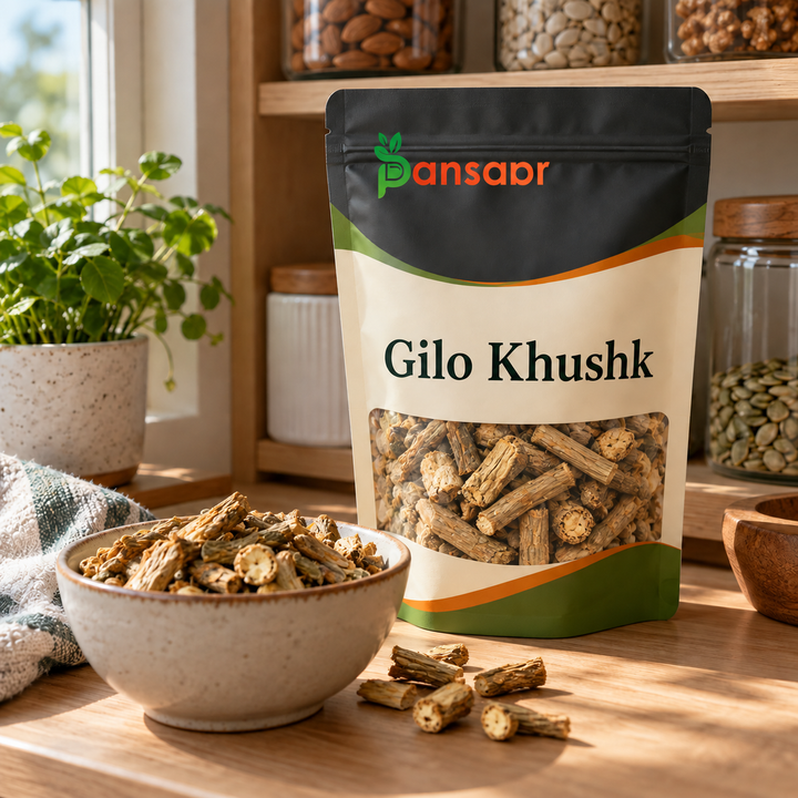 Dried Gulancha Tinospora (Gilo Khushk) گلوخشک in Pansaar zipper pouch