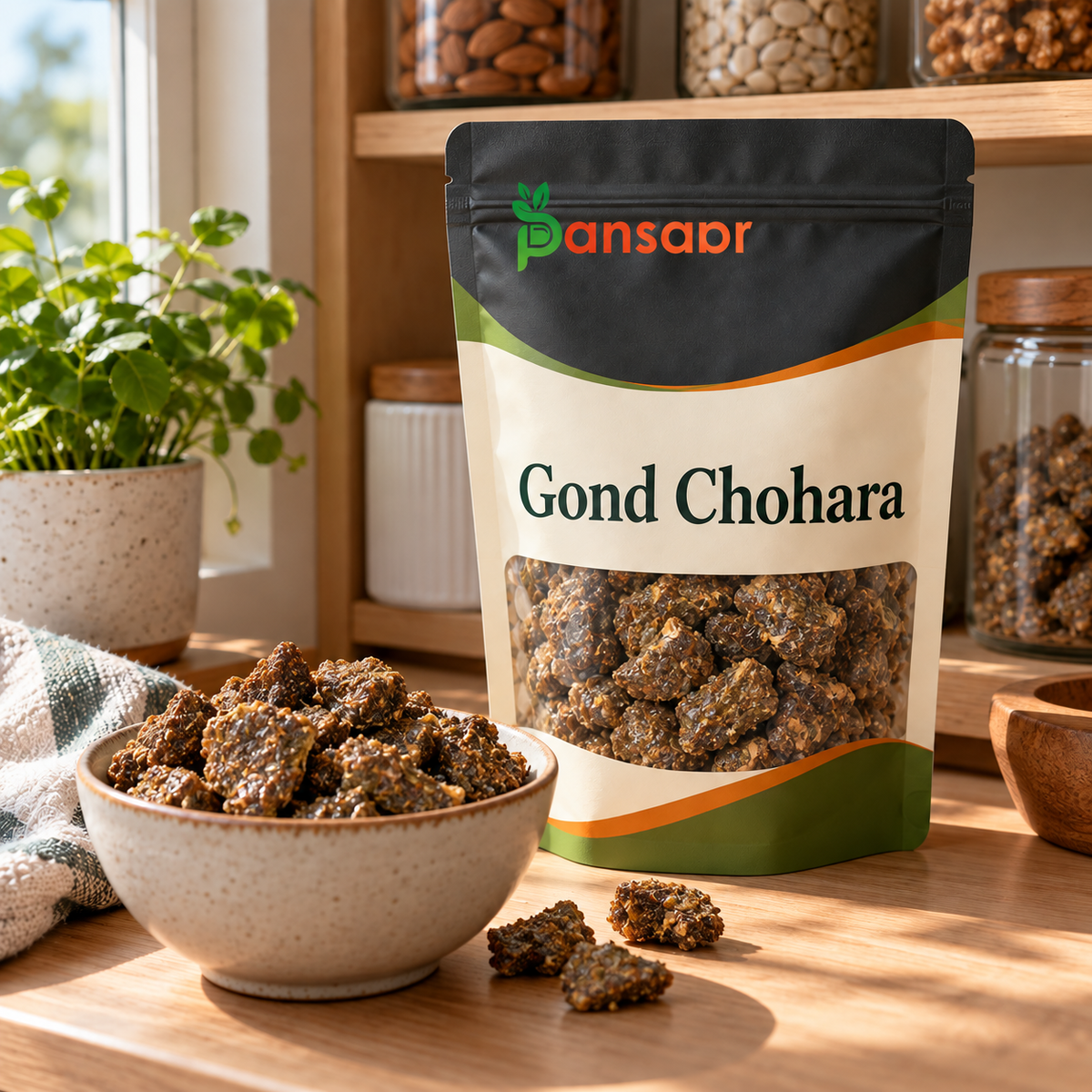 Gum Of Dates Tree (Gond Chohara) Scientific Name: Phoenix Dactylifera گوند چھوارہ in Pansaar zipper pouch