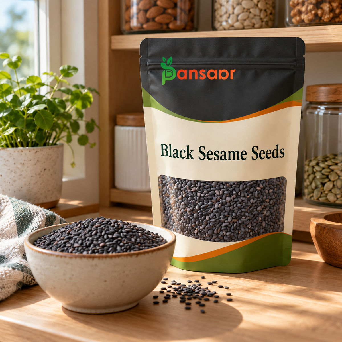 Black Sesame Seeds in Pansaar pouch