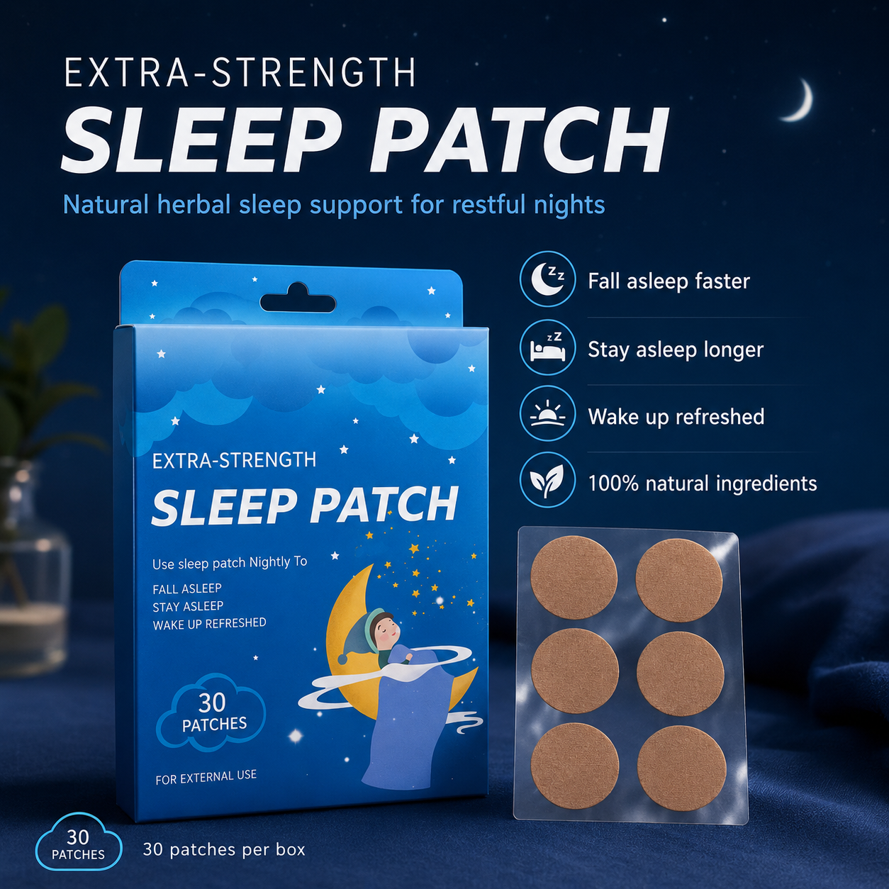 Natural sleep patch ingredients - Melatonin, Lavender Essential Oil, Valerian Root and Hops Extract - Pansaar Pakistan